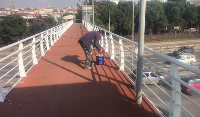 Gebze'deki üst geçidin bakımında sona gelindi
