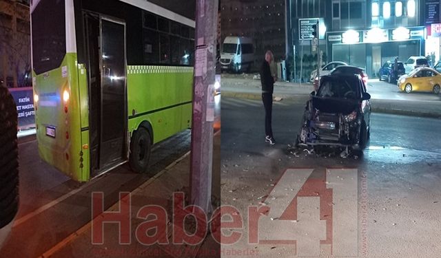 Halk otobüsü ile  otomobil çarpıştı; 3 yaralı!