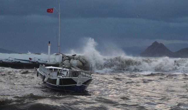 Kaş’ta şiddetli fırtınada nedeniyle Ağaçlar devrildi, okul çatısı zarar gördü