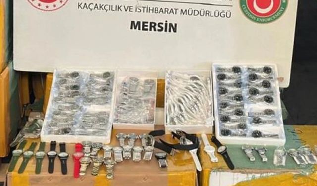 Mersin’de  piyasa değeri 1,5 milyar lira olan kaçak kol saati ele geçirildi