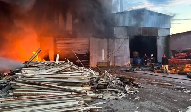 Edirne’de Kereste fabrikasındaki yangın söndürüldü