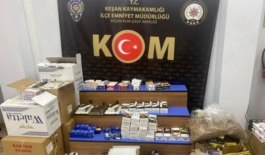 Edirne Keşan'da kaçakçılık operasyonu