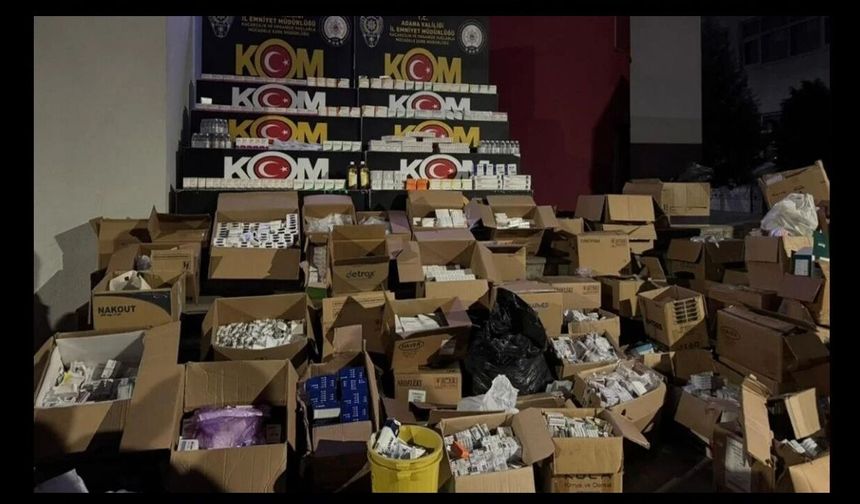Adana’da kaçak depo baskını: 1 milyondan fazla ilaç ele geçirildi
