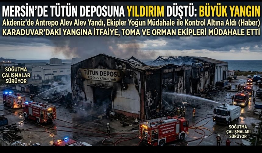 Mersin’de Yıldırım Faciası! Tütün Deposu Alevlere Teslim Oldu